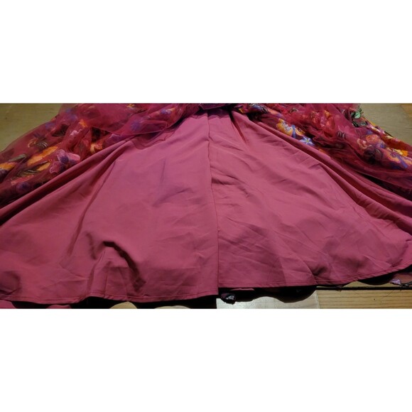 Jessakae Hibiscus Sleeveless Empire Waist Midi Dress Size 2X Embroidered Floral - Picture 10 of 15